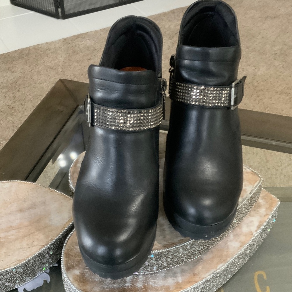 Harley-Davidson Black Heeled Boots with Studded Strap